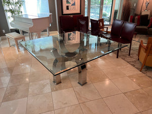 Michael O Custom 'Claws Dining Table', Hand Formed Stainless Steel + Custom Glass Top (*paid $5,950 + $3,000 for glass)