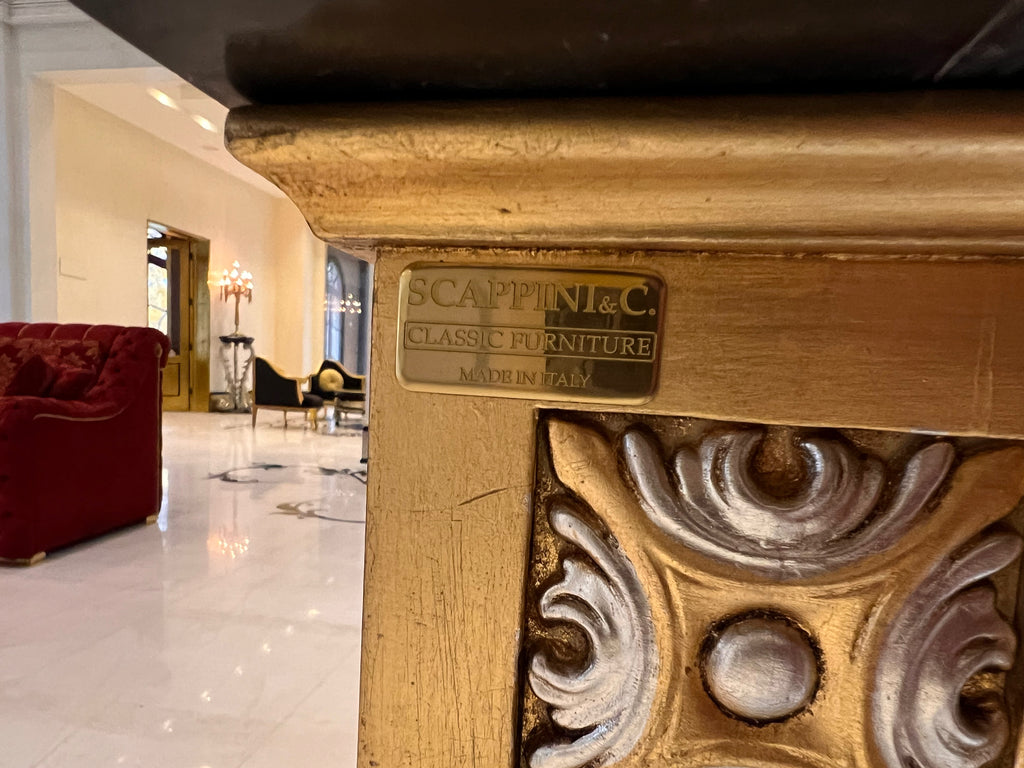 'Scappini & C' Classic Furniture Large Marble Top Gold Leaf Console Table (*retail $14,000)