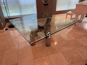 Michael O Custom 'Claws Dining Table', Hand Formed Stainless Steel + Custom Glass Top (*paid $5,950 + $3,000 for glass)