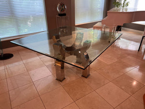 Michael O Custom 'Claws Dining Table', Hand Formed Stainless Steel + Custom Glass Top (*paid $5,950 + $3,000 for glass)