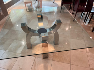 Michael O Custom 'Claws Dining Table', Hand Formed Stainless Steel + Custom Glass Top (*paid $5,950 + $3,000 for glass)