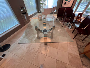 Michael O Custom 'Claws Dining Table', Hand Formed Stainless Steel + Custom Glass Top (*paid $5,950 + $3,000 for glass)