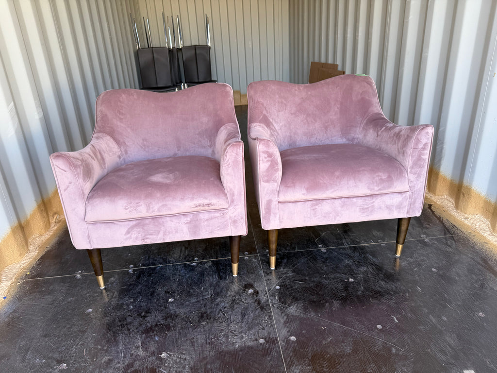 Pair of Pink Velvet Bow Chairs