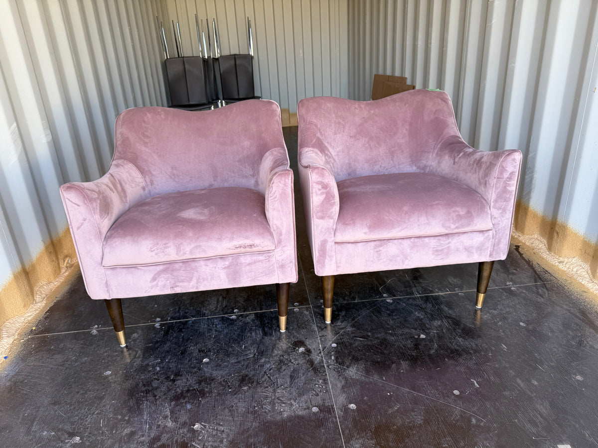 Pair of Pink Velvet Bow Chairs