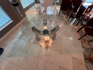 Michael O Custom 'Claws Dining Table', Hand Formed Stainless Steel + Custom Glass Top (*paid $5,950 + $3,000 for glass)