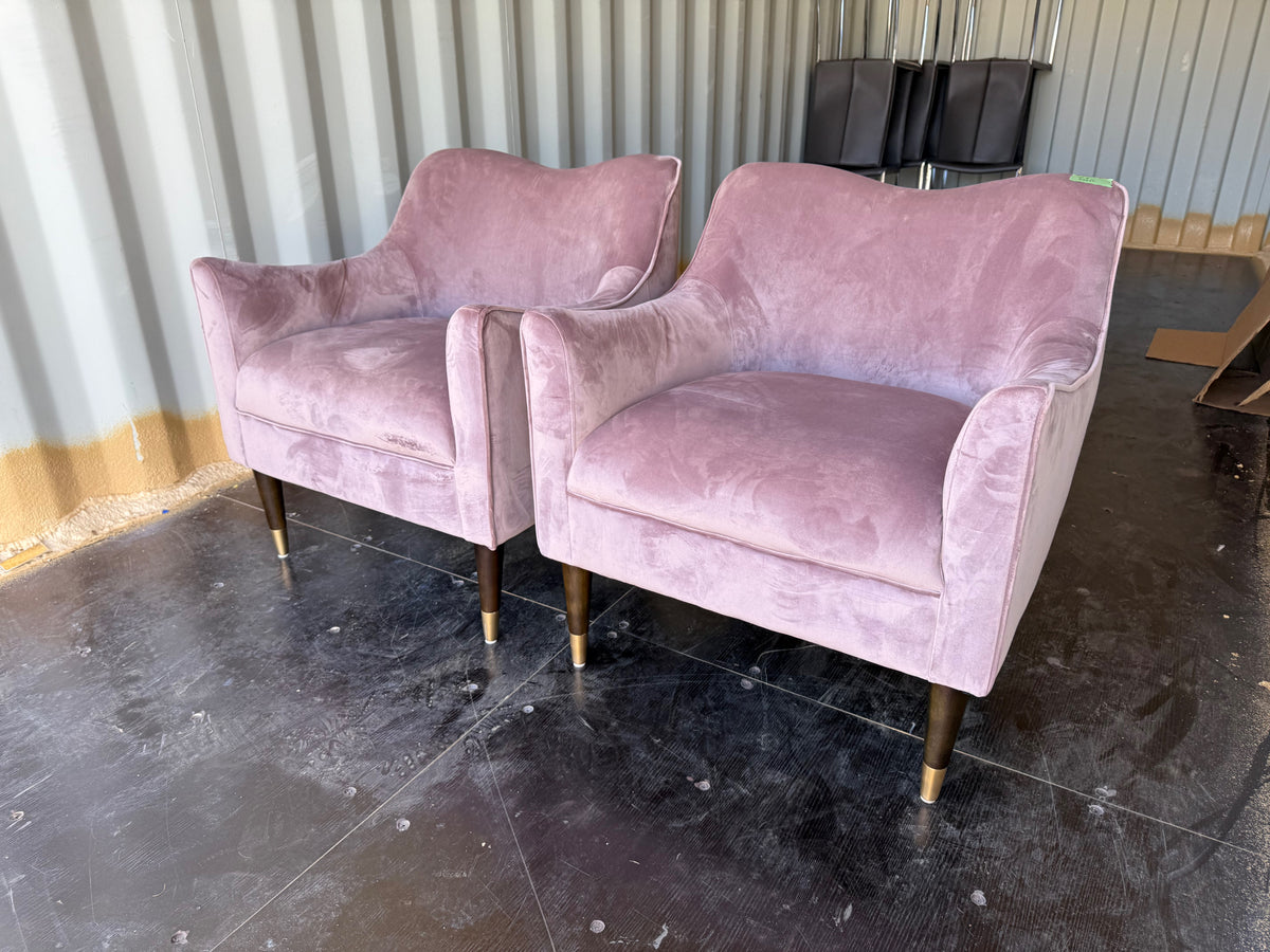Pair of Pink Velvet Bow Chairs