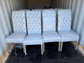 Set of 8 Grey/Cream Tufted Dining Chairs
