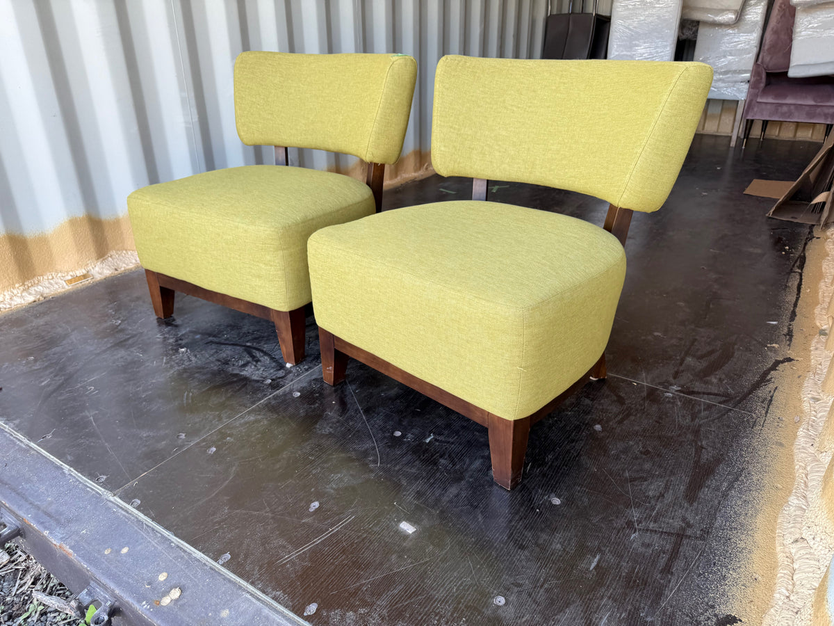 Pair of Green Upholstered Accent Chairs