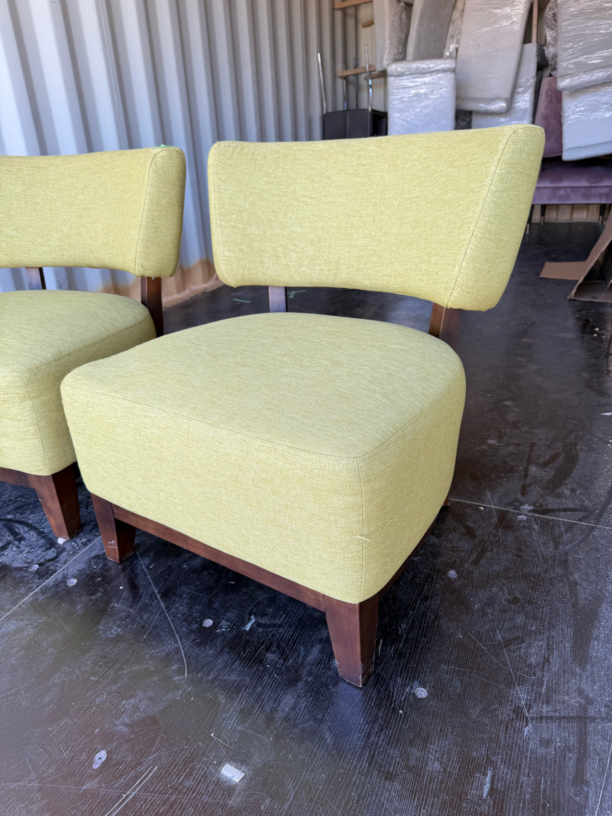 Pair of Green Upholstered Accent Chairs