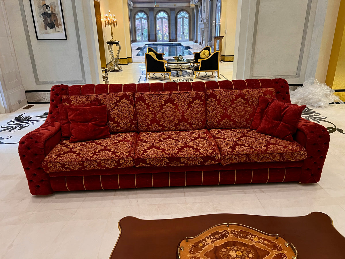 'FDesign Italia' Large Red Tufted Sofa (*2 available- sold individually- select quantity)