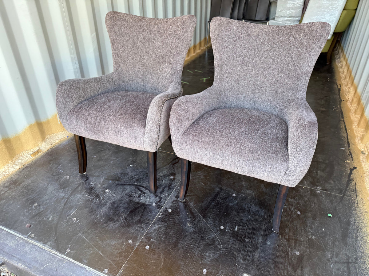 Pair of Grey Upholstered Armchairs