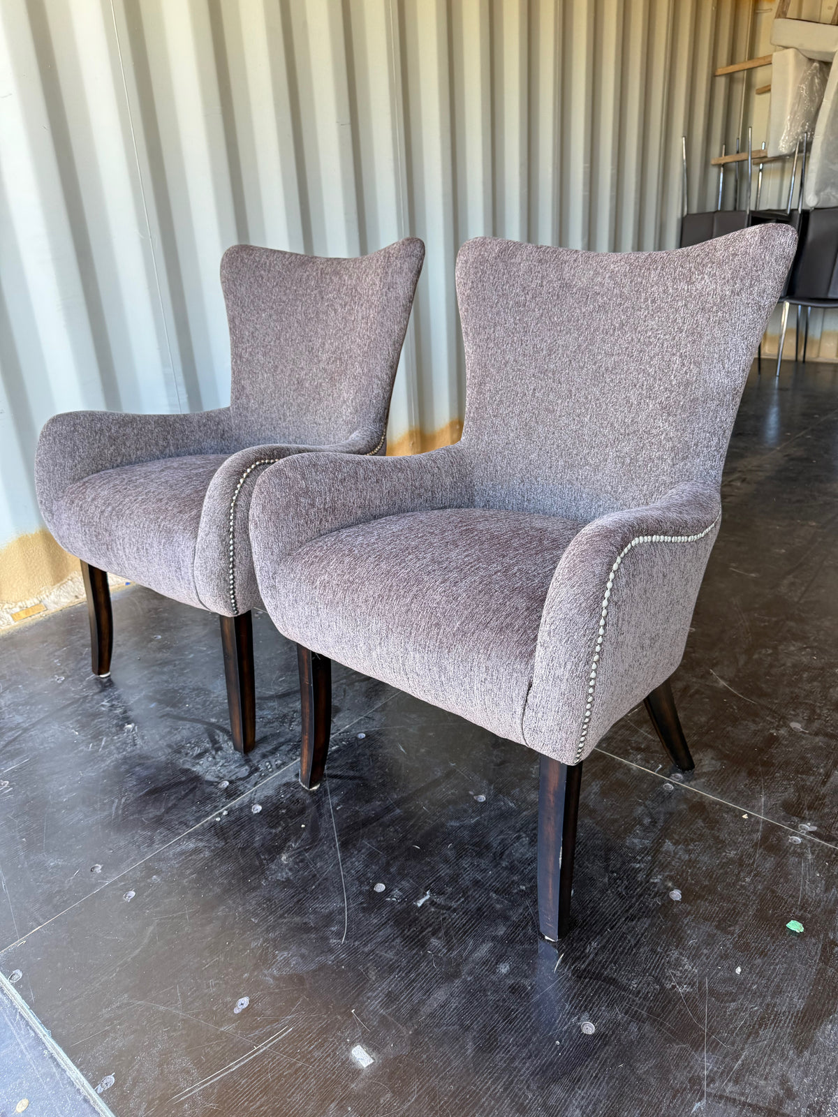 Pair of Grey Upholstered Armchairs