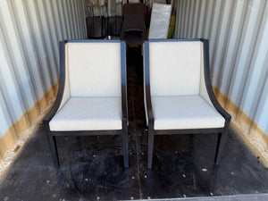 Pair of Beige/Cream Upholstered Armchairs with Wood Frame