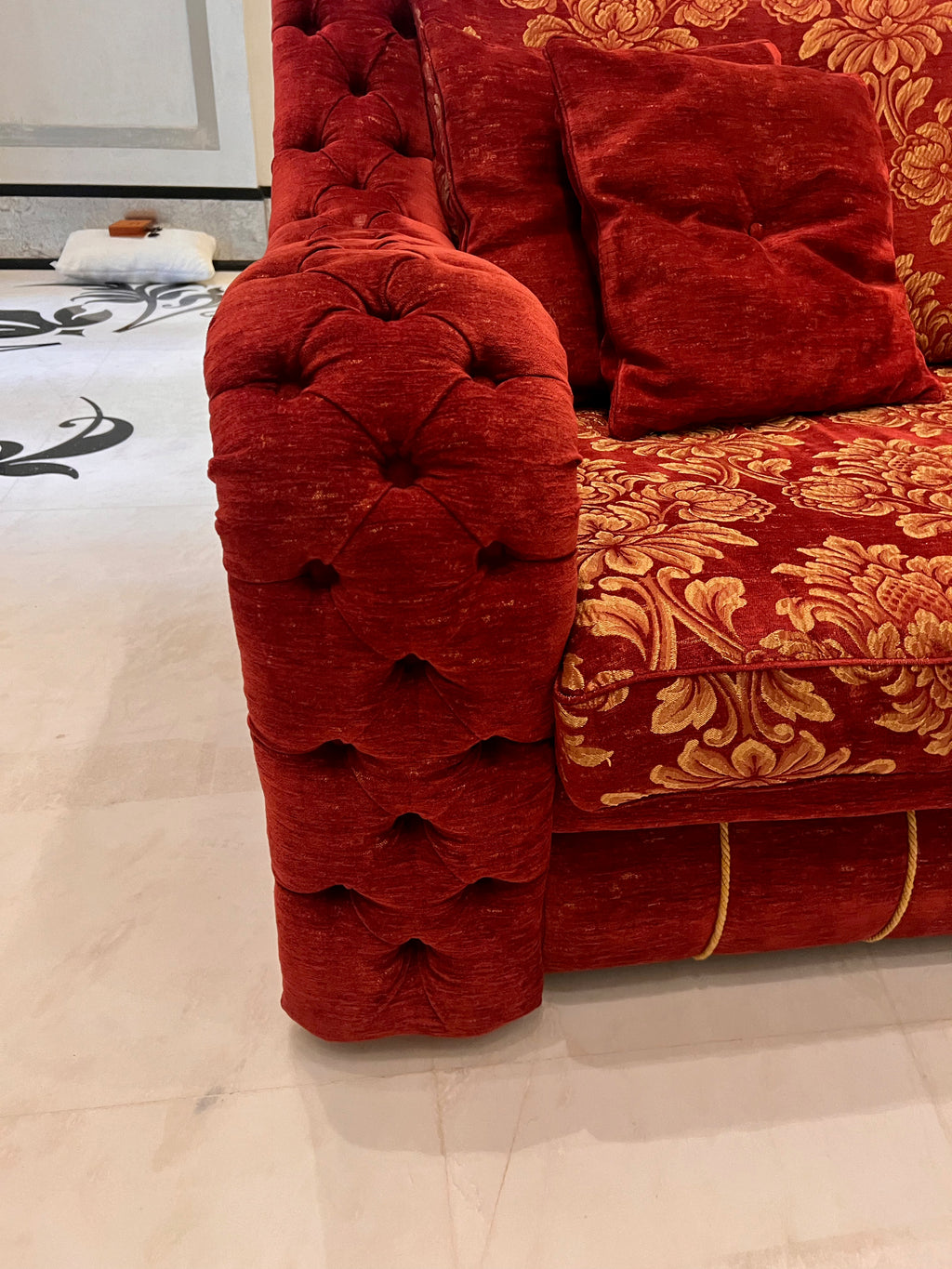 'FDesign Italia' Large Red Tufted Sofa (*2 available- sold individually- select quantity)