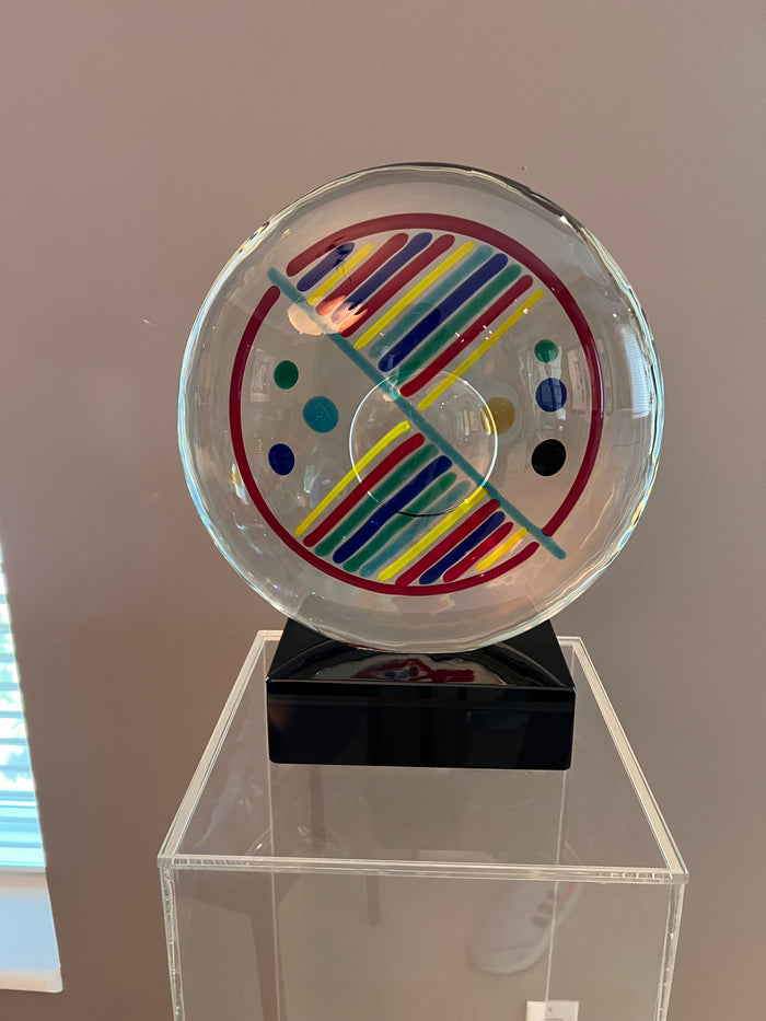 Murano Glass Sculpture on Marble Base by Signoretti, Signed on base