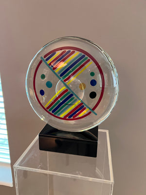 Murano Glass Sculpture on Marble Base by Signoretti, Signed on base