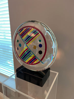 Murano Glass Sculpture on Marble Base by Signoretti, Signed on base