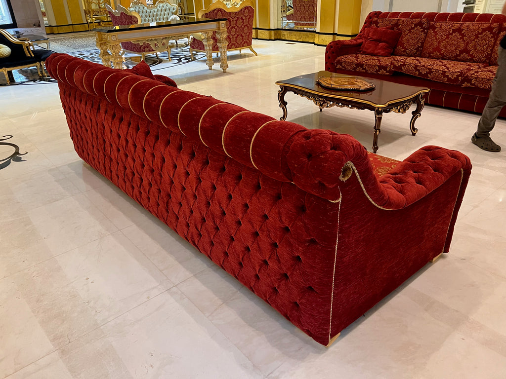 'FDesign Italia' Large Red Tufted Sofa (*2 available- sold individually- select quantity)