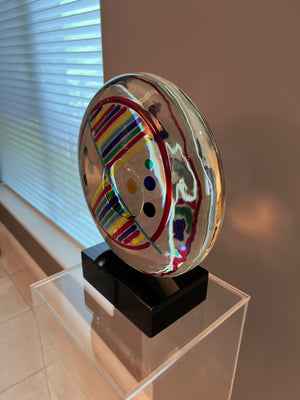 Murano Glass Sculpture on Marble Base by Signoretti, Signed on base