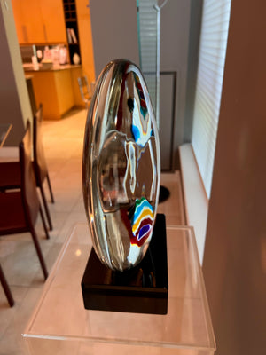 Murano Glass Sculpture on Marble Base by Signoretti, Signed on base