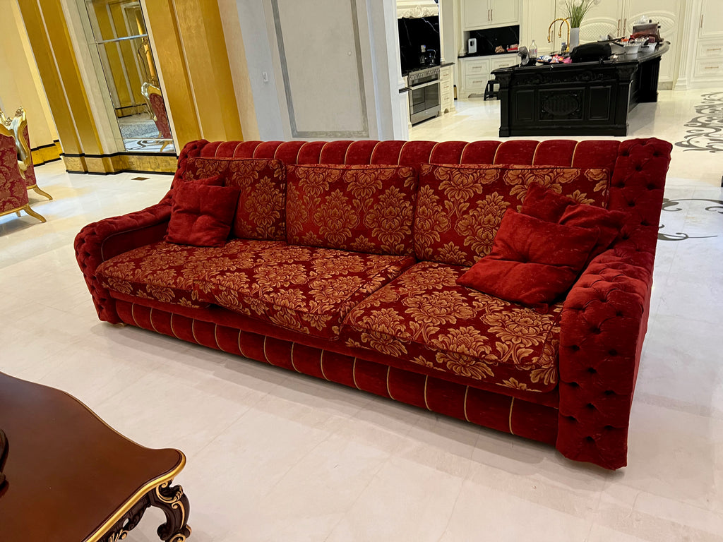 'FDesign Italia' Large Red Tufted Sofa (*2 available- sold individually- select quantity)