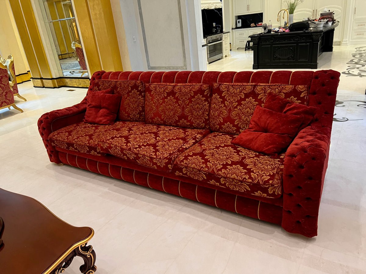'FDesign Italia' Large Red Tufted Sofa (*2 available- sold individually- select quantity)