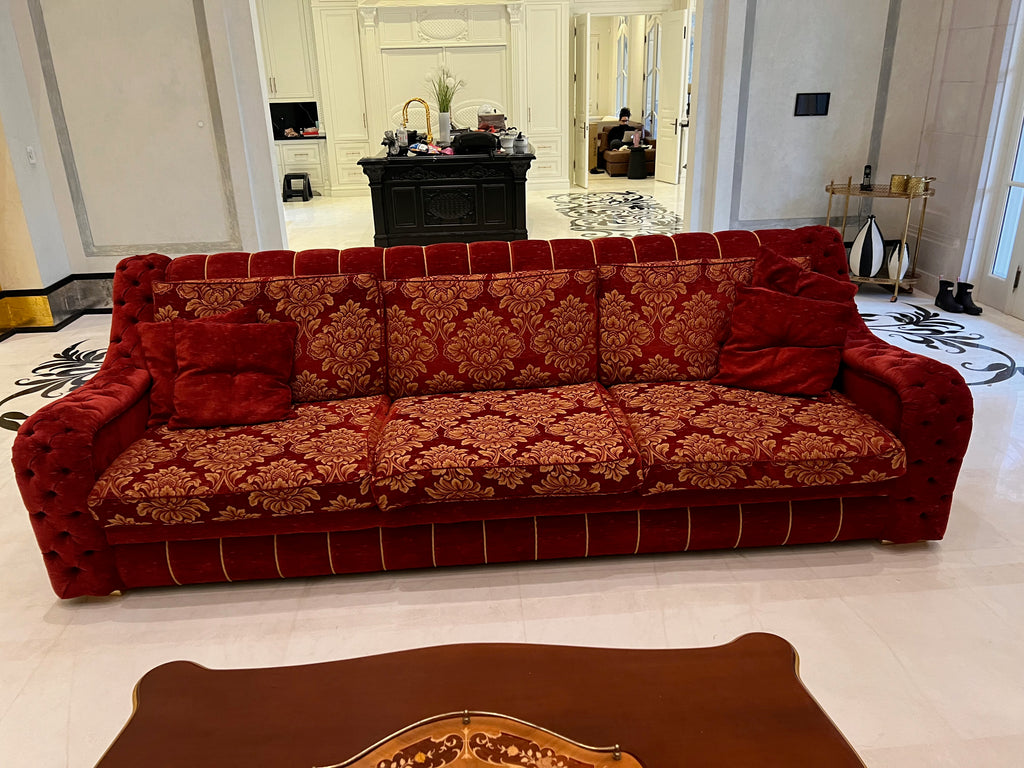 'FDesign Italia' Large Red Tufted Sofa (*2 available- sold individually- select quantity)