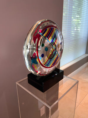 Murano Glass Sculpture on Marble Base by Signoretti, Signed on base