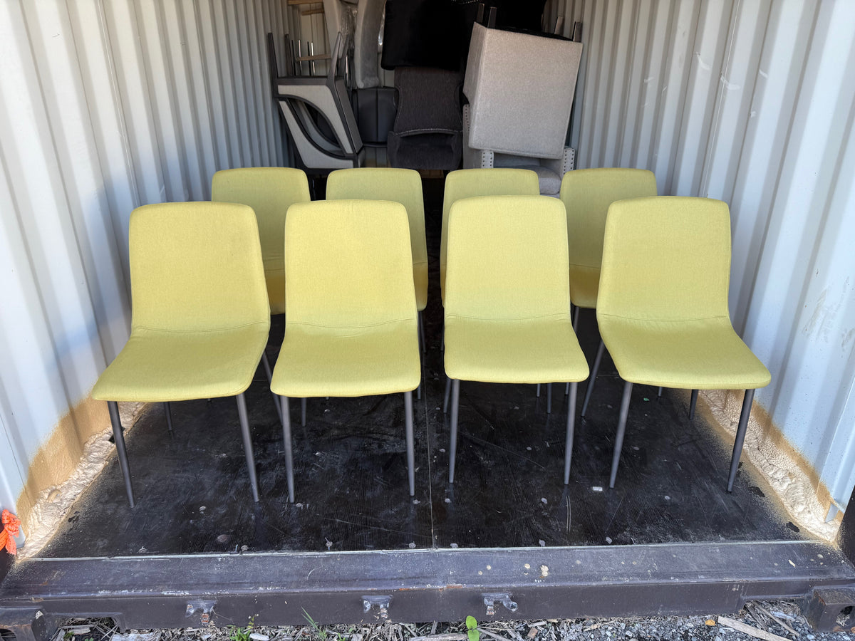 Set of 8 Green Fabric Dining Chairs