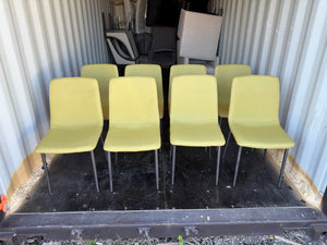 Set of 8 Green Fabric Dining Chairs