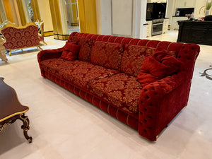 'FDesign Italia' Large Red Tufted Sofa (*2 available- sold individually- select quantity)