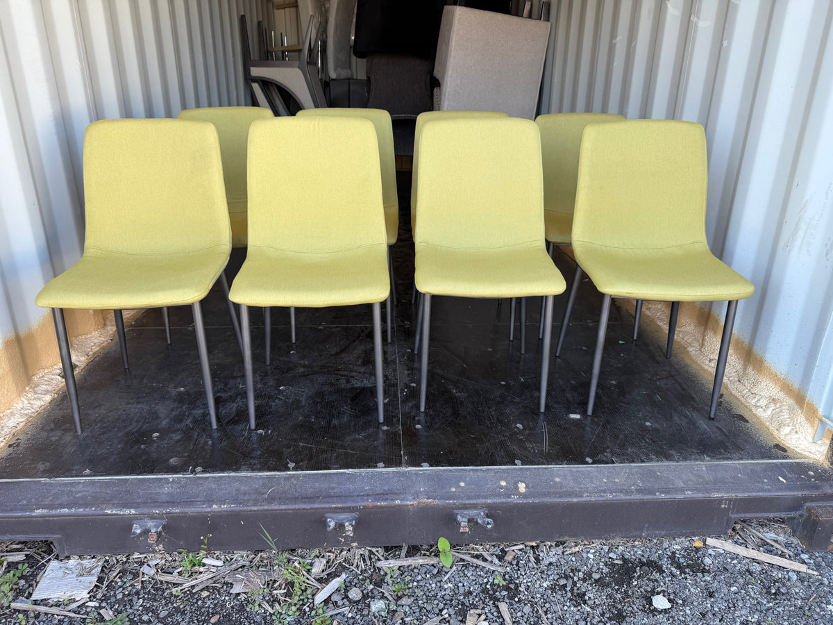 Set of 8 Green Fabric Dining Chairs