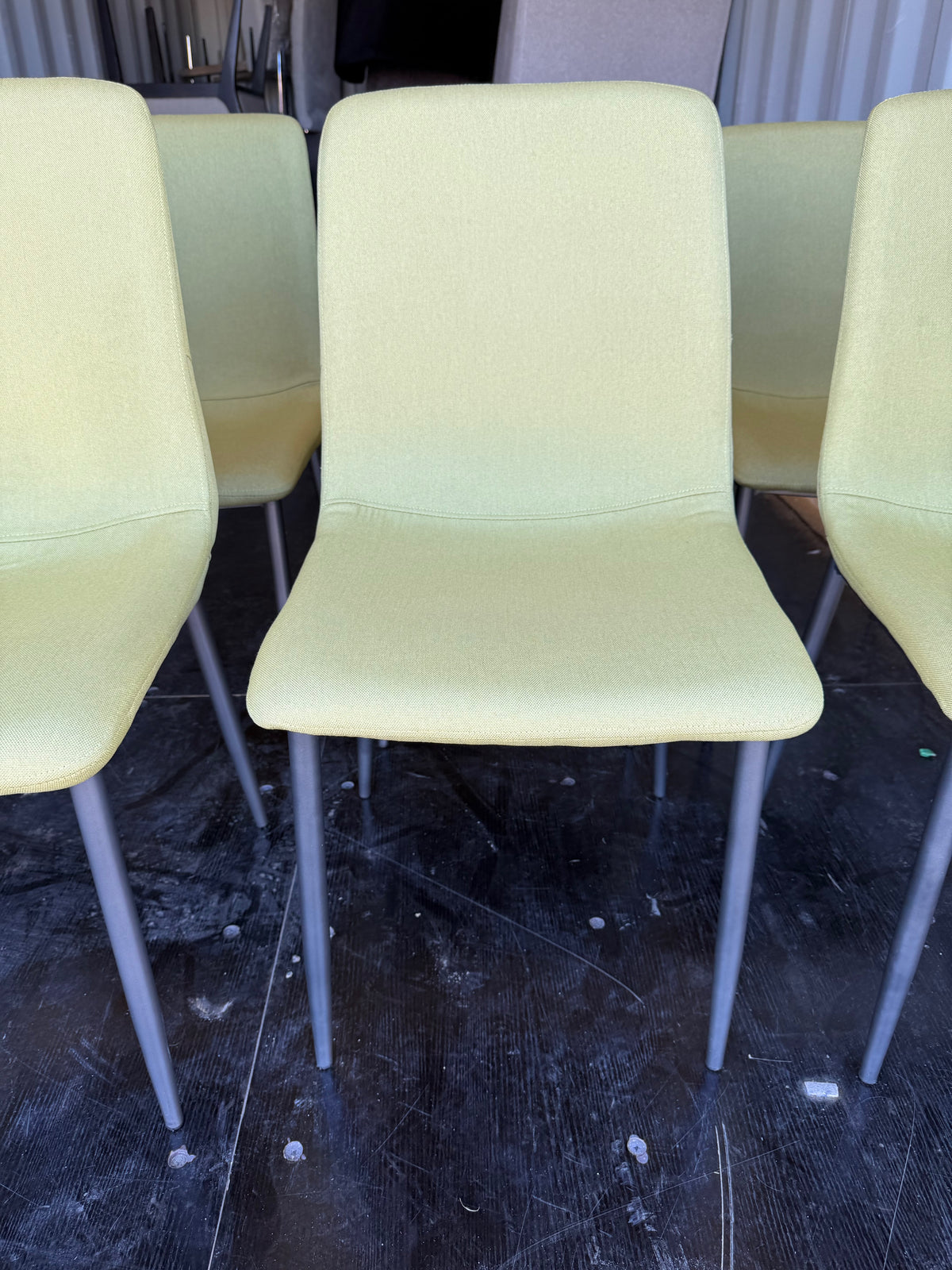 Set of 8 Green Fabric Dining Chairs