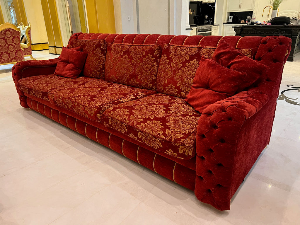 'FDesign Italia' Large Red Tufted Sofa (*2 available- sold individually- select quantity)