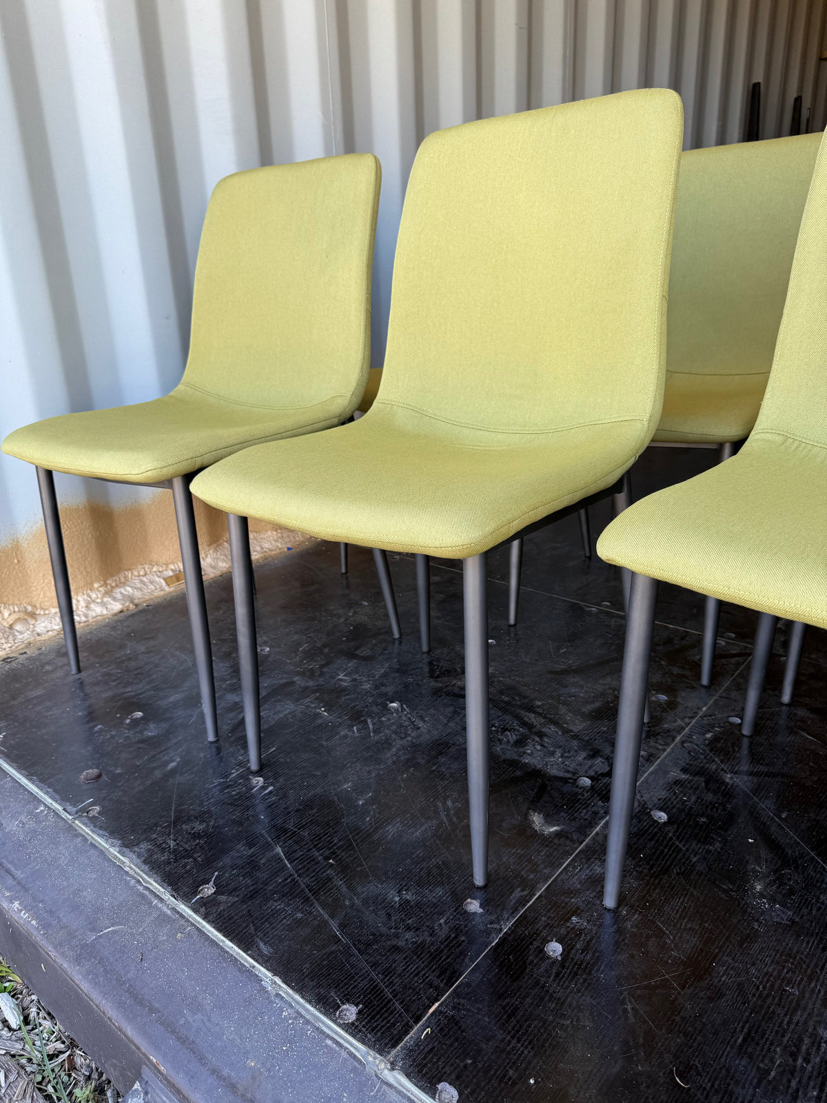 Set of 8 Green Fabric Dining Chairs