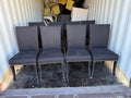 Set of 8 Black Fabric Dining Chairs with Studded Trim