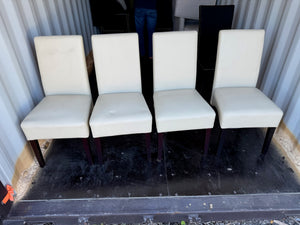 Set of 4 Cream Faux Leather Dining Chairs