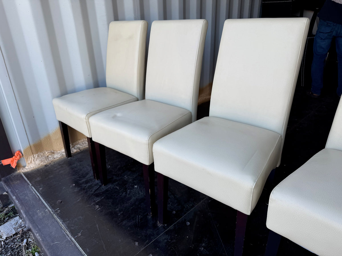 Set of 4 Cream Faux Leather Dining Chairs
