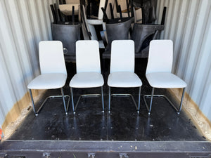 Set of 4 White Faux Leather Dining Chairs
