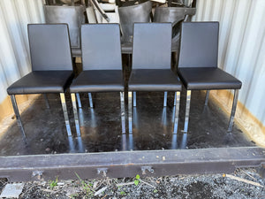 Set of 4 Black Faux Leather Dining Chairs