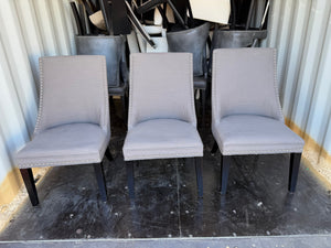 Set of 3 Grey Fabric Dining Chairs