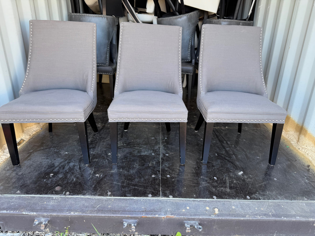 Set of 3 Grey Fabric Dining Chairs