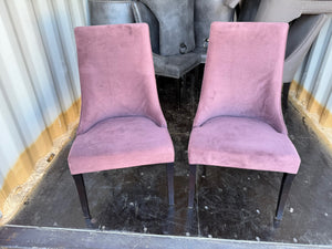 Set of 2 Pink Fabric Dining Chairs