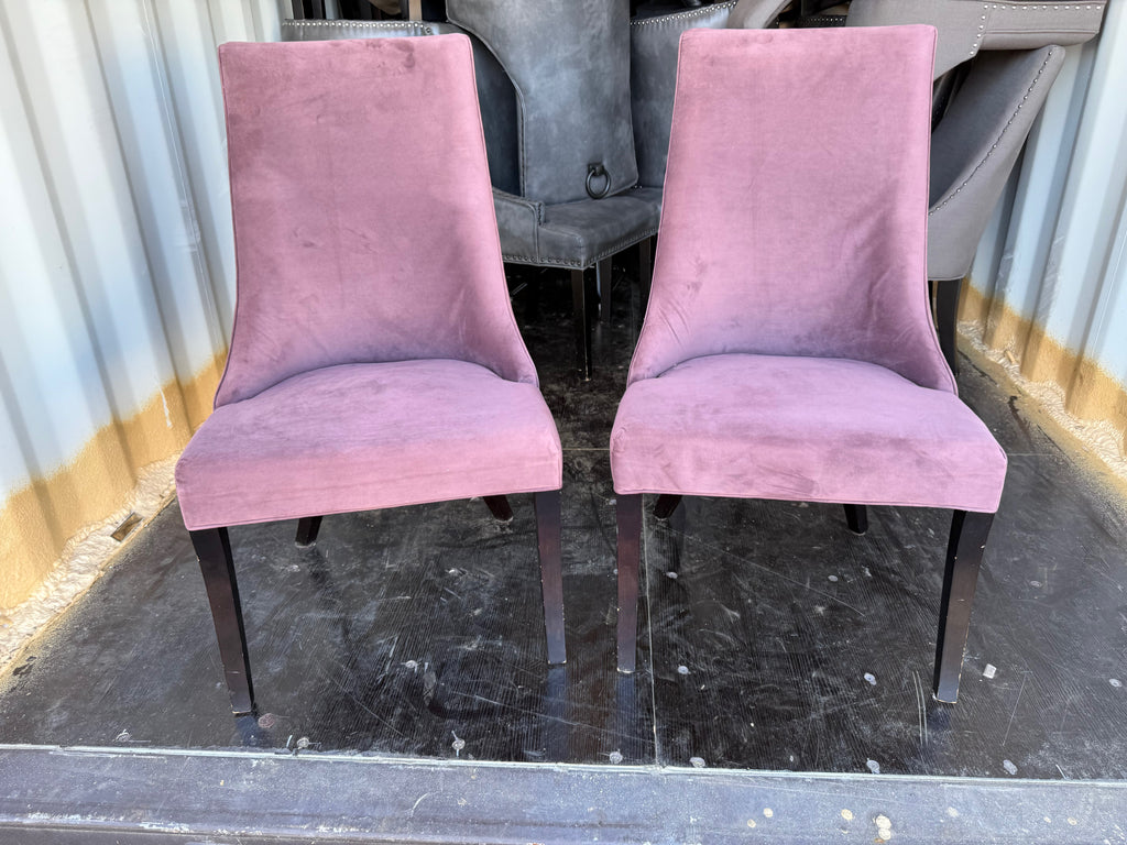 Set of 2 Pink Fabric Dining Chairs