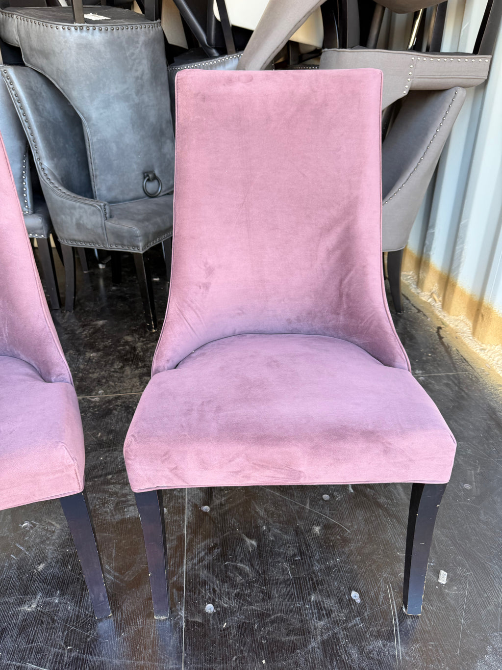 Set of 2 Pink Fabric Dining Chairs
