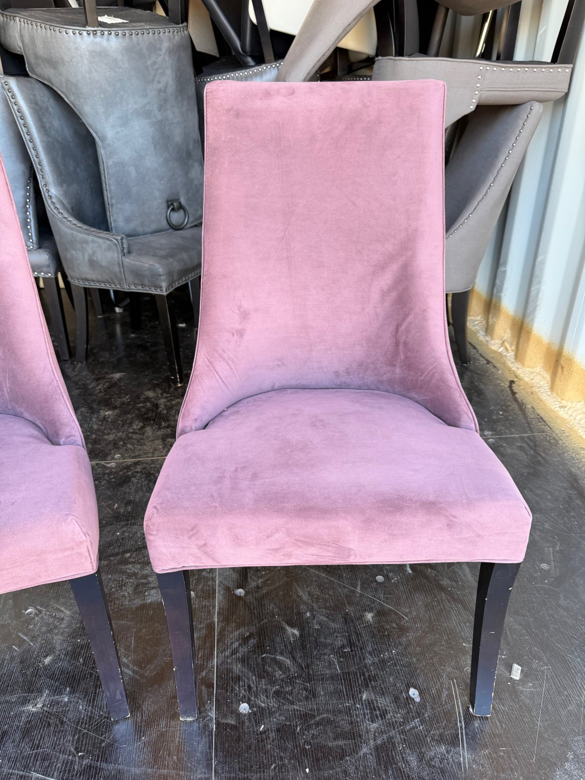 Set of 2 Pink Fabric Dining Chairs