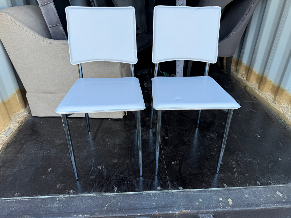 Pair of White Faux Leather Chairs
