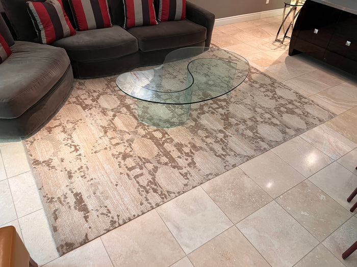 Weavers Art Hay's Mews Sand/Grey Hand-Knotted Silk and Wool Rug- 8x10ft (*client paid $8,000)