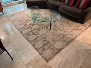 Weavers Art Hay's Mews Sand/Grey Hand-Knotted Silk and Wool Rug- 8x10ft (*client paid $8,000)