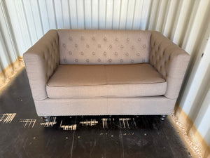 Brown/Beige Tufted Love Seat